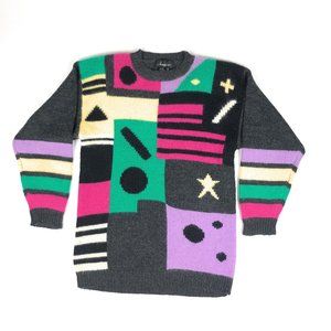Vintage Retro Sweater w/ Shoulder Pads Size Small
